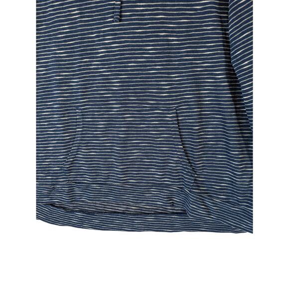 Weatherproof Vintage Slub Hoodie Blue Stripe L Hi Low Stretchy Kangaroo Pocket - Picture 2 of 10